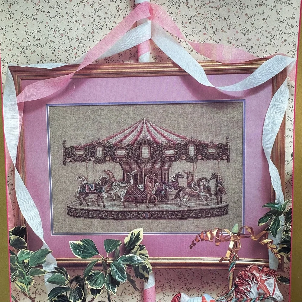 Leisure Arts Arts & Crafts Cross Stitch Patterns carousel & Cat set ￼